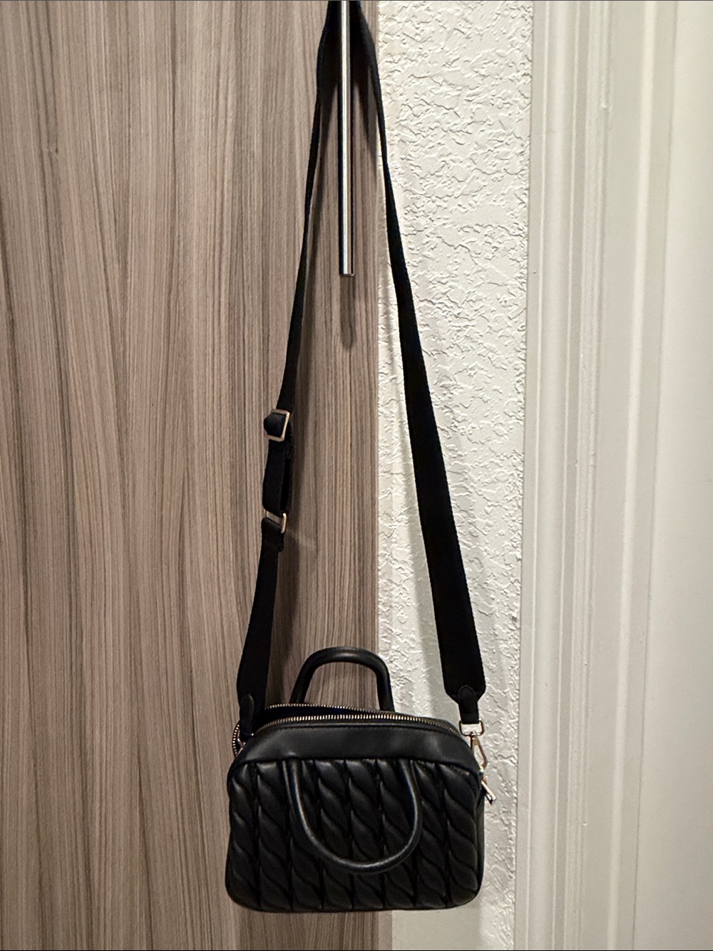 a new day Black Quilted Crossbody with Top Handle